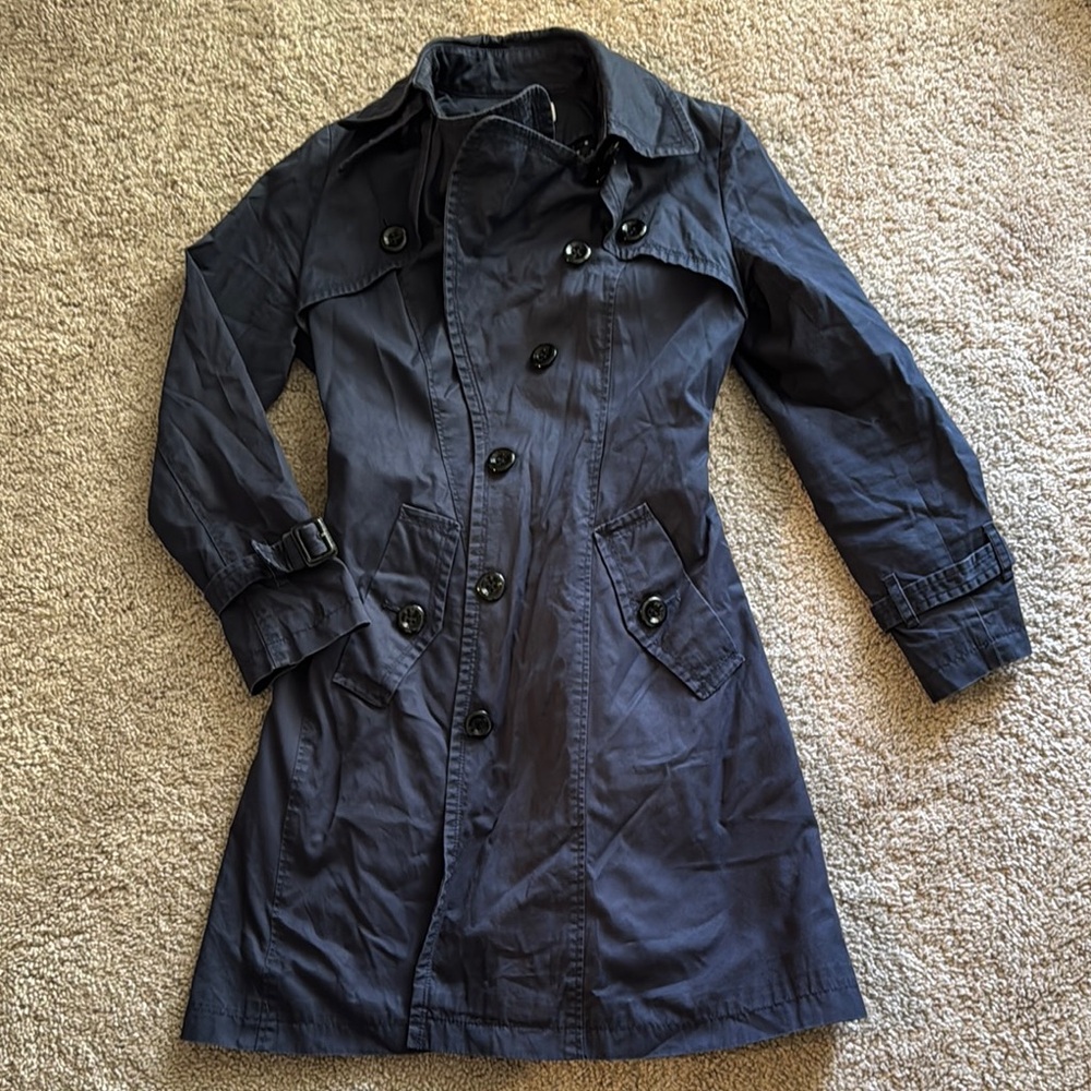 Barneys New York navy trench coat